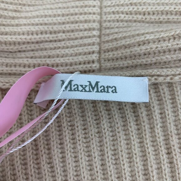 MaxMara Womens Beige Wool Knit Cardigan Sweater W/ Lapel & Waistband Size S - Picture 2 of 7